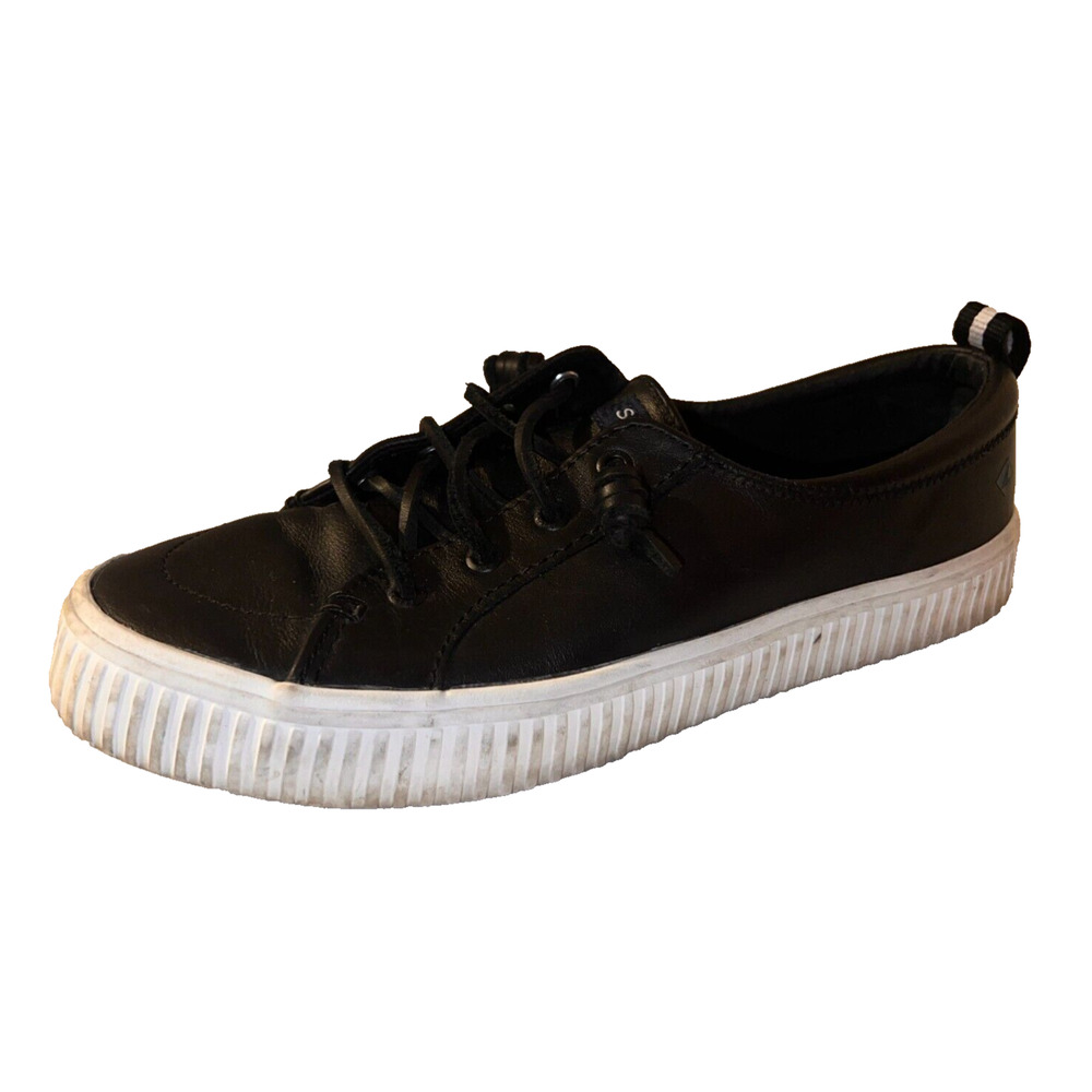 SPERRY Top-Sider‎ Shoes Women's Sz 8.5 Crest Vibe Black Leather Slip-On Sneakers